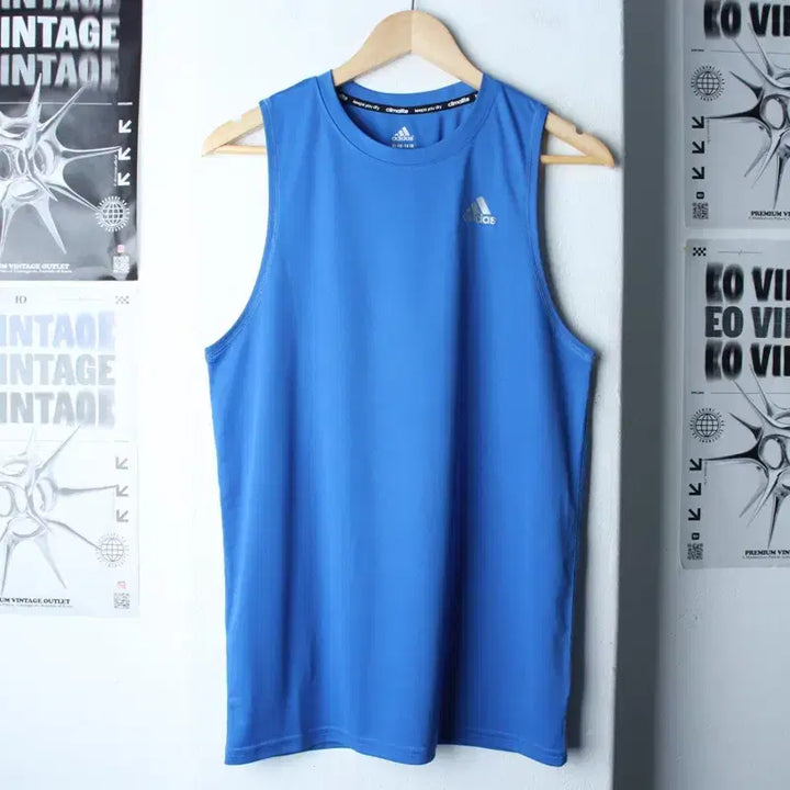 [BUNJANG] Adidas Functional Short Sleeve T-shirt / (XL) 아디다스 반팔 티셔츠 민소매 런닝 기능성 블루-1867C
