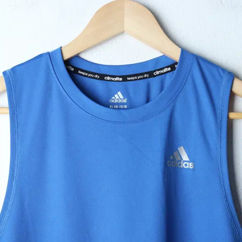 [BUNJANG] Adidas Functional Short Sleeve T-shirt / (XL) 아디다스 반팔 티셔츠 민소매 런닝 기능성 블루-1867C