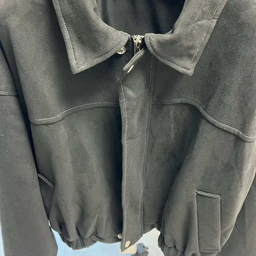 [BUNJANG] DILLY Suede Black Blouson Jacket / DILLY 블랙 스웨이드 블루종 자켓