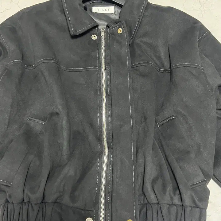 [BUNJANG] DILLY Suede Black Blouson Jacket / DILLY 블랙 스웨이드 블루종 자켓