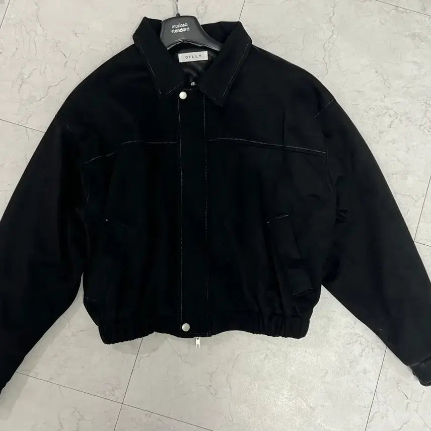 [BUNJANG] DILLY Suede Black Blouson Jacket / DILLY 블랙 스웨이드 블루종 자켓