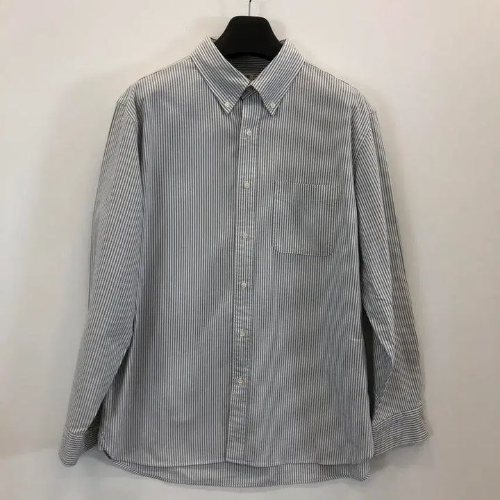 [BUNJANG] Uniqlo Oxford Grey Stripe Shirt L / 유니클로 옥스포드 그레이 스트라이프셔츠 L