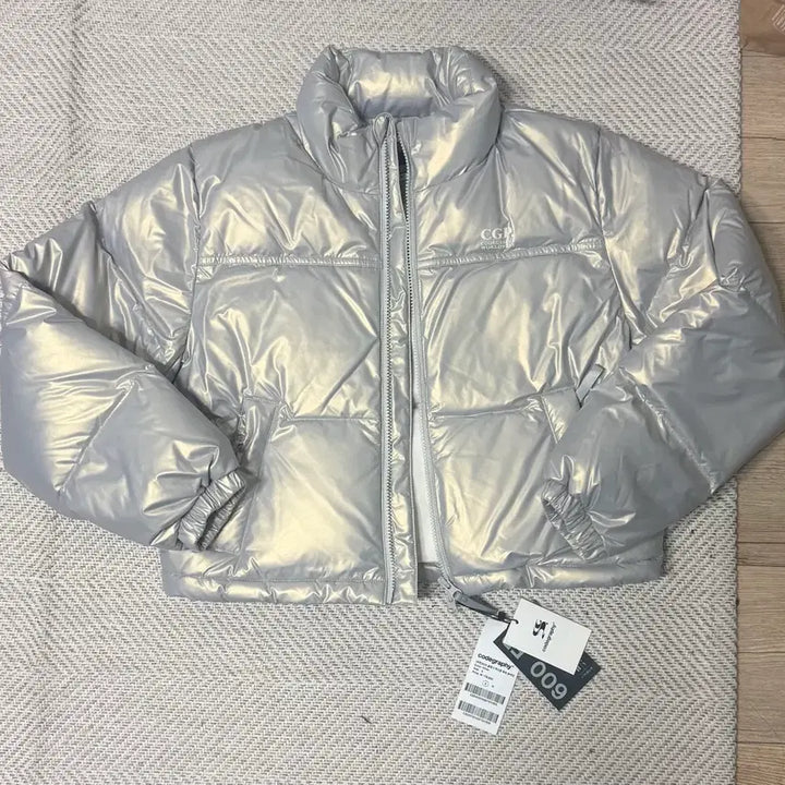 [BUNJANG] Code:Graphy Cropped Silver Puffer Jacket M / 코드그라피 크롭 실버 푸퍼 패딩