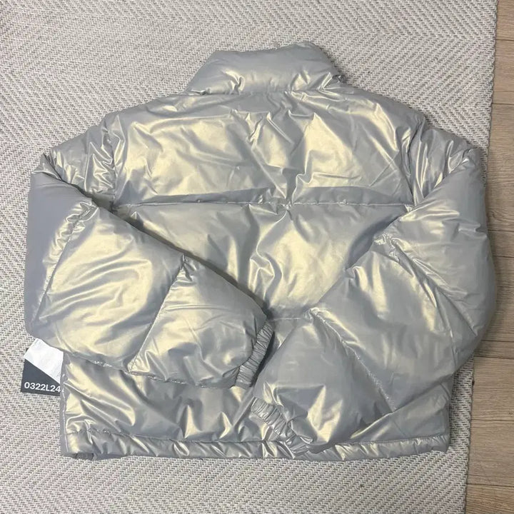 [BUNJANG] Code:Graphy Cropped Silver Puffer Jacket M / 코드그라피 크롭 실버 푸퍼 패딩