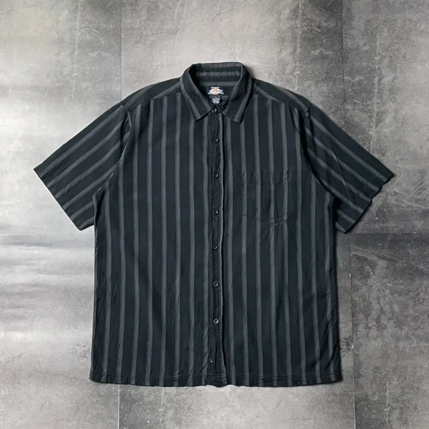 [BUNJANG] Dickies Vintage Stripe Cotton Short Sleeve Shirt A00907 / DICKIES 디키즈 빈티지 스트라이프 코튼 반팔 셔츠 A00907