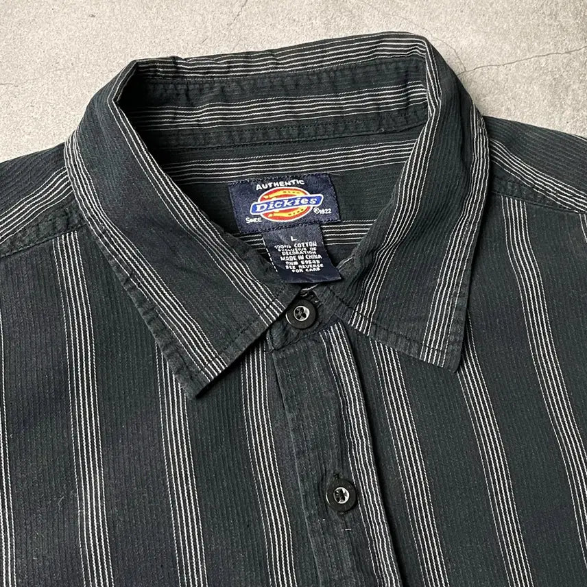 [BUNJANG] Dickies Vintage Stripe Cotton Short Sleeve Shirt A00907 / DICKIES 디키즈 빈티지 스트라이프 코튼 반팔 셔츠 A00907