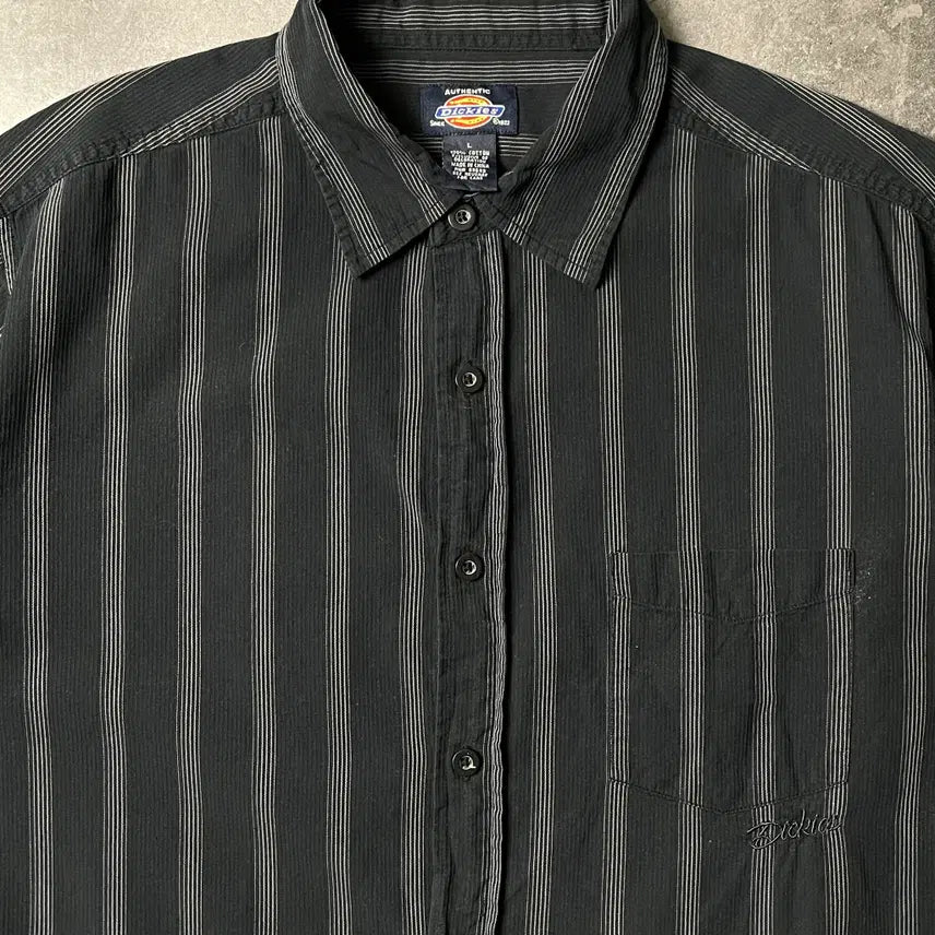[BUNJANG] Dickies Vintage Stripe Cotton Short Sleeve Shirt A00907 / DICKIES 디키즈 빈티지 스트라이프 코튼 반팔 셔츠 A00907