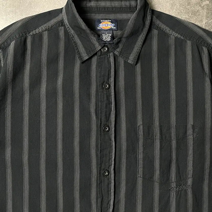 [BUNJANG] Dickies Vintage Stripe Cotton Short Sleeve Shirt A00907 / DICKIES 디키즈 빈티지 스트라이프 코튼 반팔 셔츠 A00907