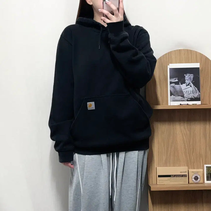 [BUNJANG] Carhartt Black Fleece Hoodie - Size S / [정품] 칼하트 블랙 기모 후드티 [ S ]