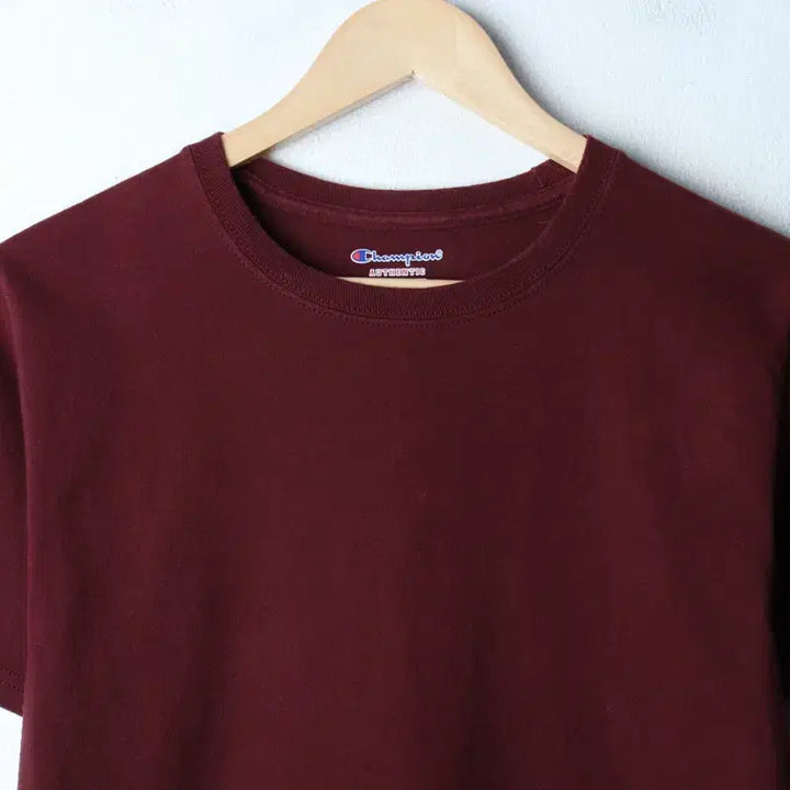 [BUNJANG] Champion Burgundy Plain T-Shirt Old School / (S-M) 챔피온 반팔 티셔츠 버건디 무지 올드스쿨-18680