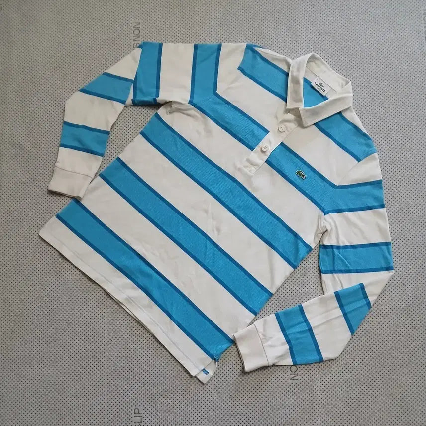 [BUNJANG] Lacoste Striped Long Sleeve Polo Shirt / 라코스테 스트라이프 긴팔 카라티셔츠
