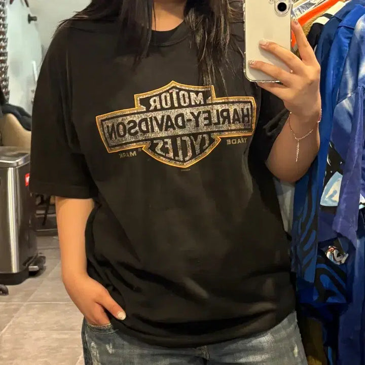[BUNJANG] Harley Davidson Short Sleeve T-Shirt Black XL / [NO.9] 할리 데이비슨 반팔 티셔츠 검정