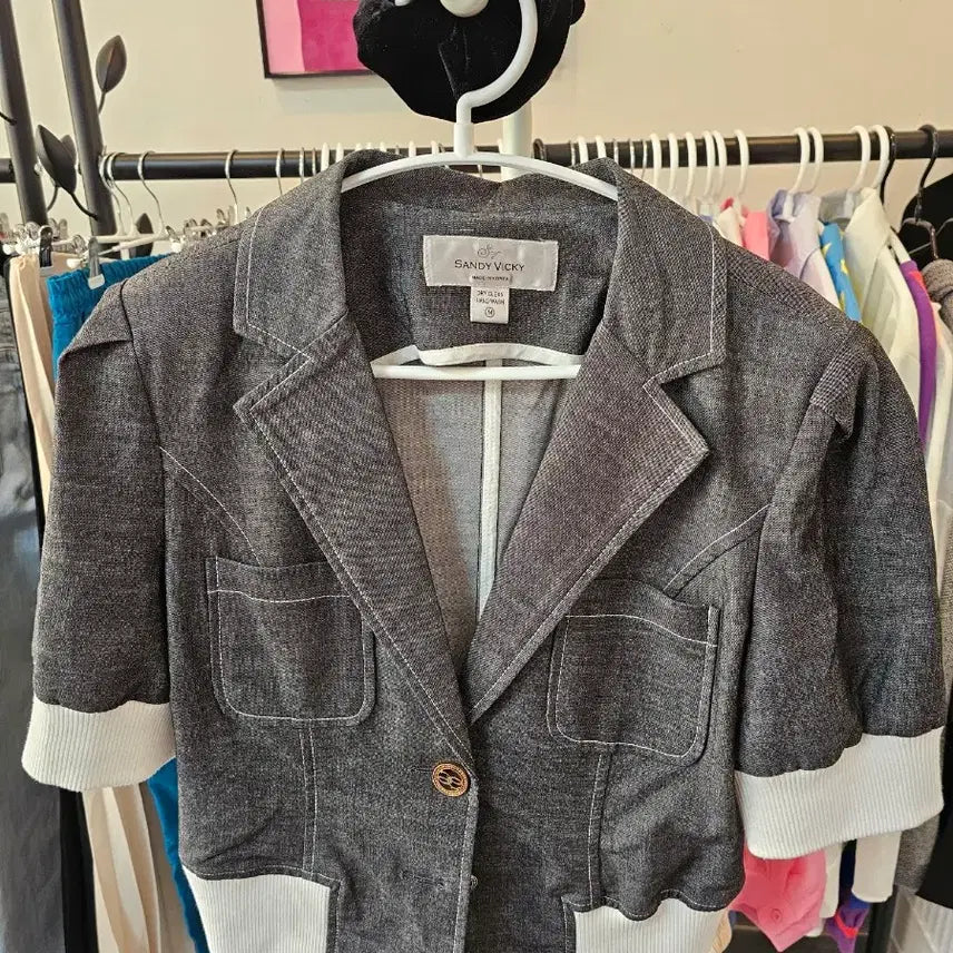 [BUNJANG] SANDY VICKY Short Sleeve Denim Jacket Skirt Set / SANDY VICKY 반팔 데님 자켓 스커트 세트