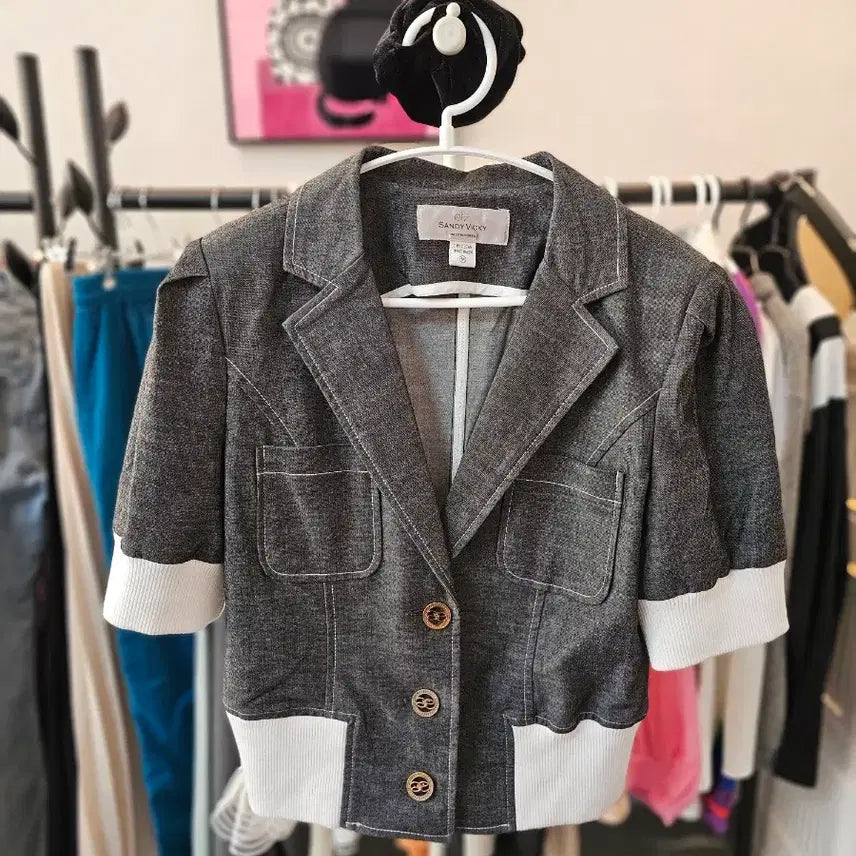 [BUNJANG] SANDY VICKY Short Sleeve Denim Jacket Skirt Set / SANDY VICKY 반팔 데님 자켓 스커트 세트