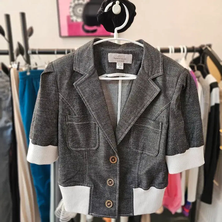 [BUNJANG] SANDY VICKY Short Sleeve Denim Jacket Skirt Set / SANDY VICKY 반팔 데님 자켓 스커트 세트