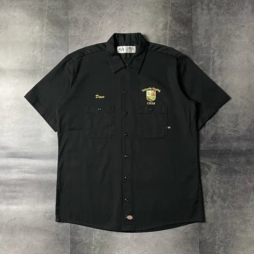 [BUNJANG] Dickies Vintage Black Cotton Work Shirt / DICKIES 디키즈 빈티지 블랙 코튼 워크 셔츠 A00908