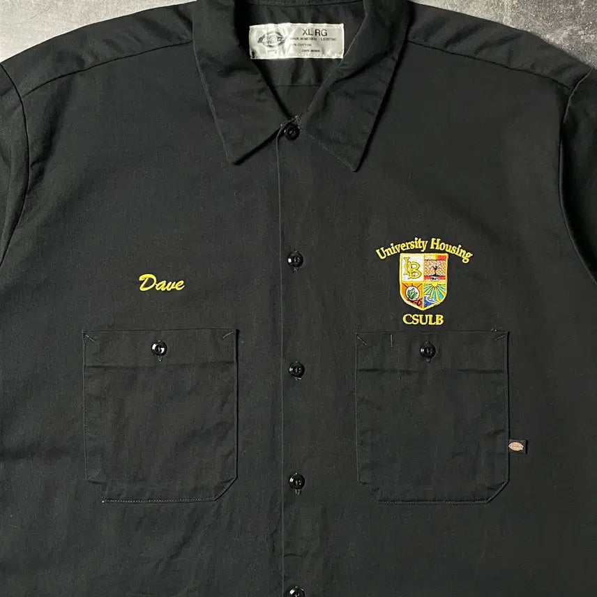 [BUNJANG] Dickies Vintage Black Cotton Work Shirt / DICKIES 디키즈 빈티지 블랙 코튼 워크 셔츠 A00908