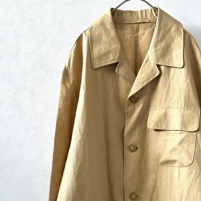 [BUNJANG] Mila Schon 100% Linen Pocket Tailored Jacket Beige / Mila Schon 밀라숀 리넨 100% 사파리 자켓 (50, 105)