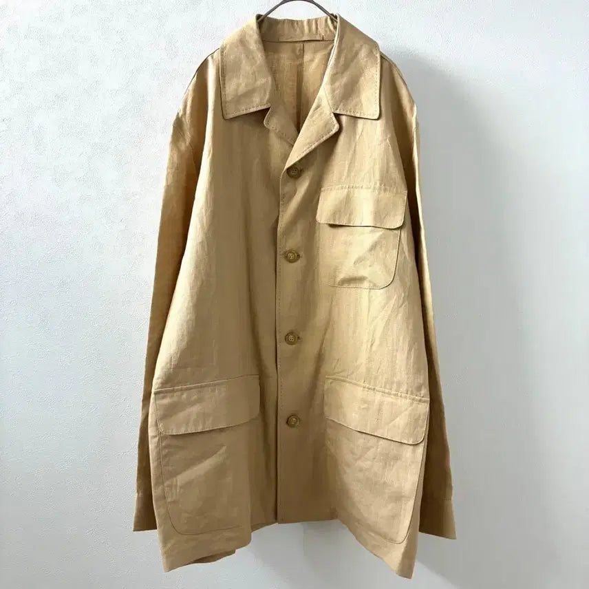 [BUNJANG] Mila Schon 100% Linen Pocket Tailored Jacket Beige / Mila Schon 밀라숀 리넨 100% 사파리 자켓 (50, 105)