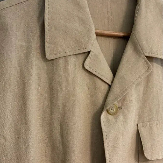 [BUNJANG] Mila Schon 100% Linen Pocket Tailored Jacket Beige / Mila Schon 밀라숀 리넨 100% 사파리 자켓 (50, 105)