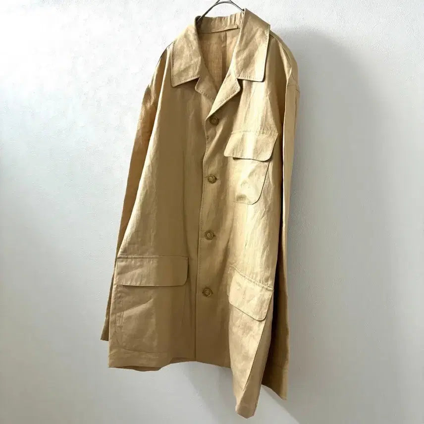 [BUNJANG] Mila Schon 100% Linen Pocket Tailored Jacket Beige / Mila Schon 밀라숀 리넨 100% 사파리 자켓 (50, 105)