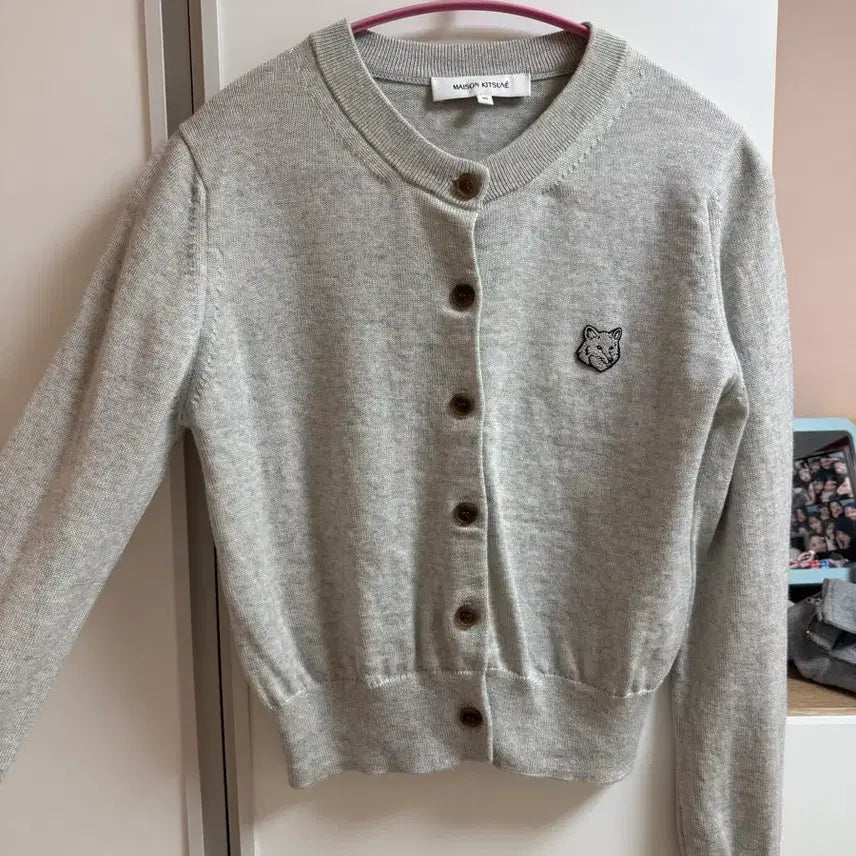 [BUNJANG] Maison Kitsuné Fox Patch Cardigan Grey XS / 메종키츠네 폭스 패치 가디건 그레이 xs