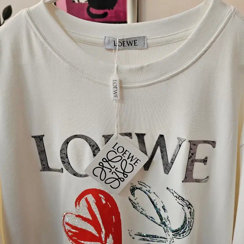 [BUNJANG] Loewe Heart Print Short Sleeve T-Shirt White / 로에 하트 프린팅 반팔 티셔츠 화이트
