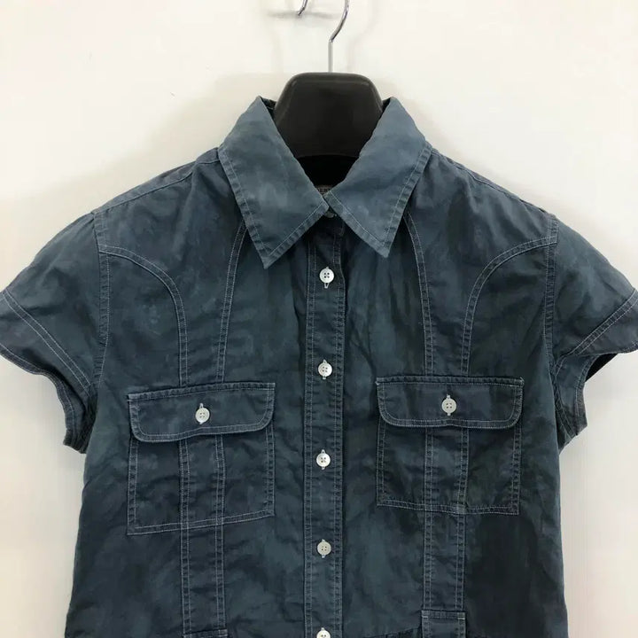 [BUNJANG] Burberry Garment Washed Shirring Short Sleeve Shirt Size S / 버버리 가먼트워싱 반팔셔츠 S