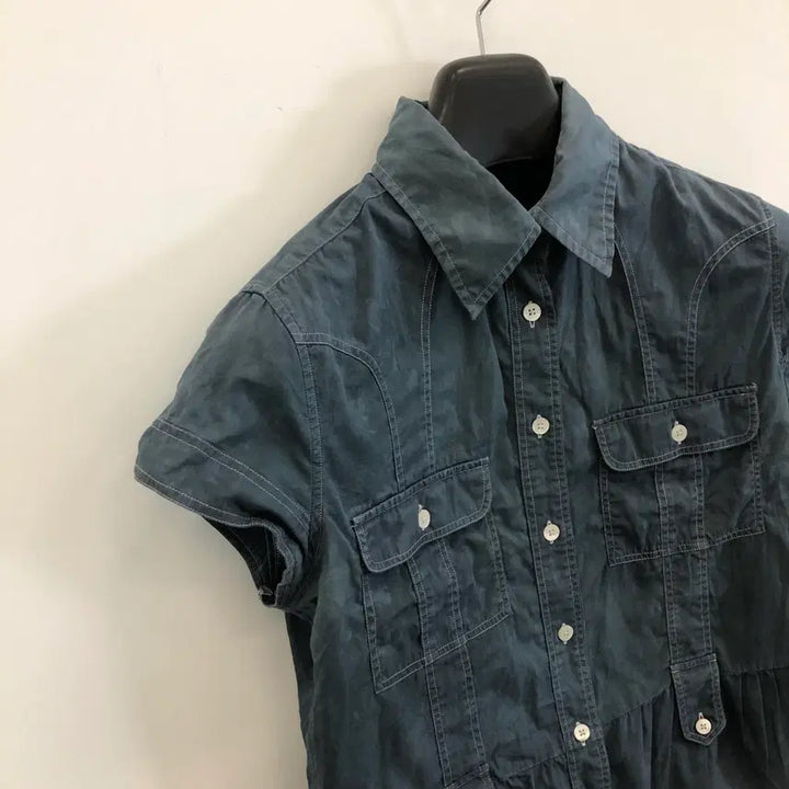 [BUNJANG] Burberry Garment Washed Shirring Short Sleeve Shirt Size S / 버버리 가먼트워싱 반팔셔츠 S
