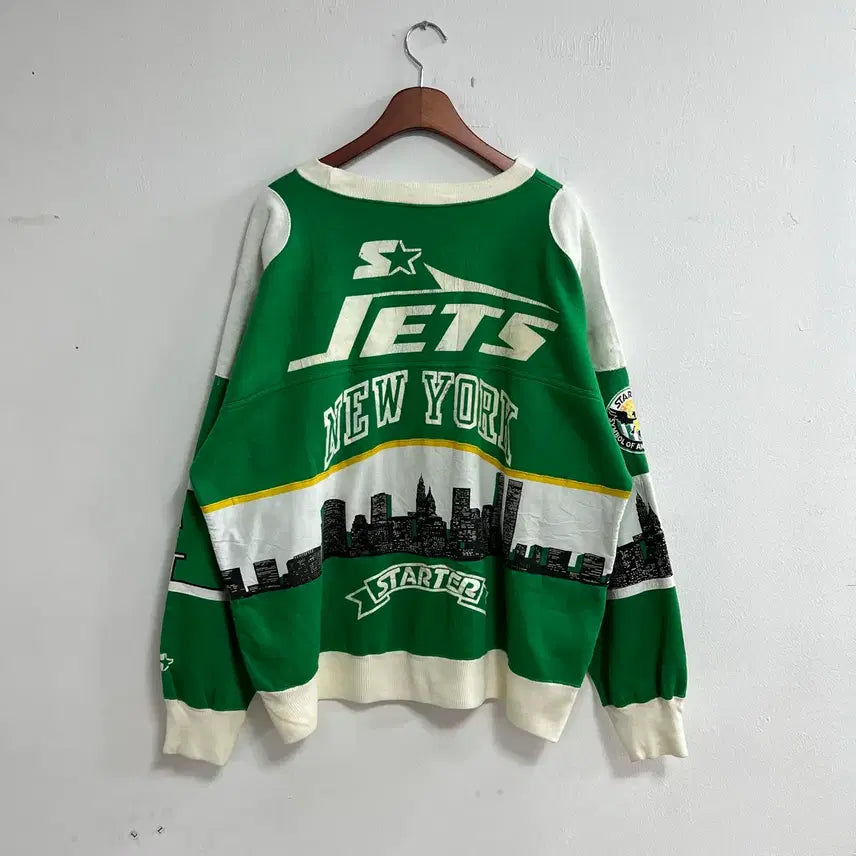 [BUNJANG] Vintage Starter New York Jets Sweatshirt Green / 빈티지 스타터 Jets 맨투맨 그린 뉴욕 스카이라인