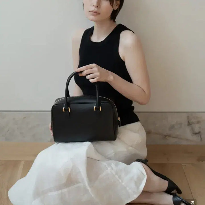 [BUNJANG] SEL SOP Black Leather Tote Bag / 셀솝 블랙 레더 토트백