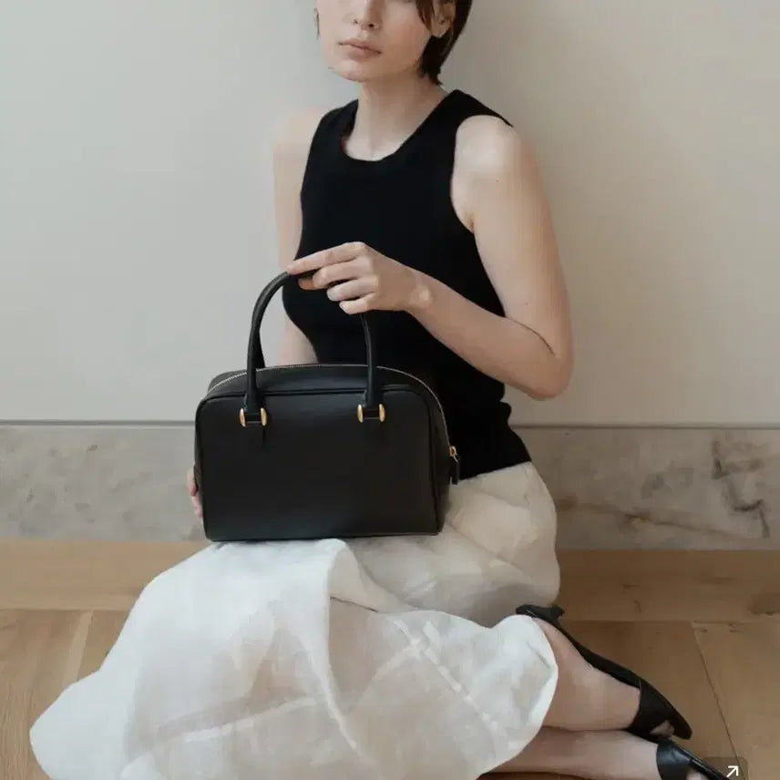 [BUNJANG] SEL SOP Black Leather Tote Bag / 셀솝 블랙 레더 토트백