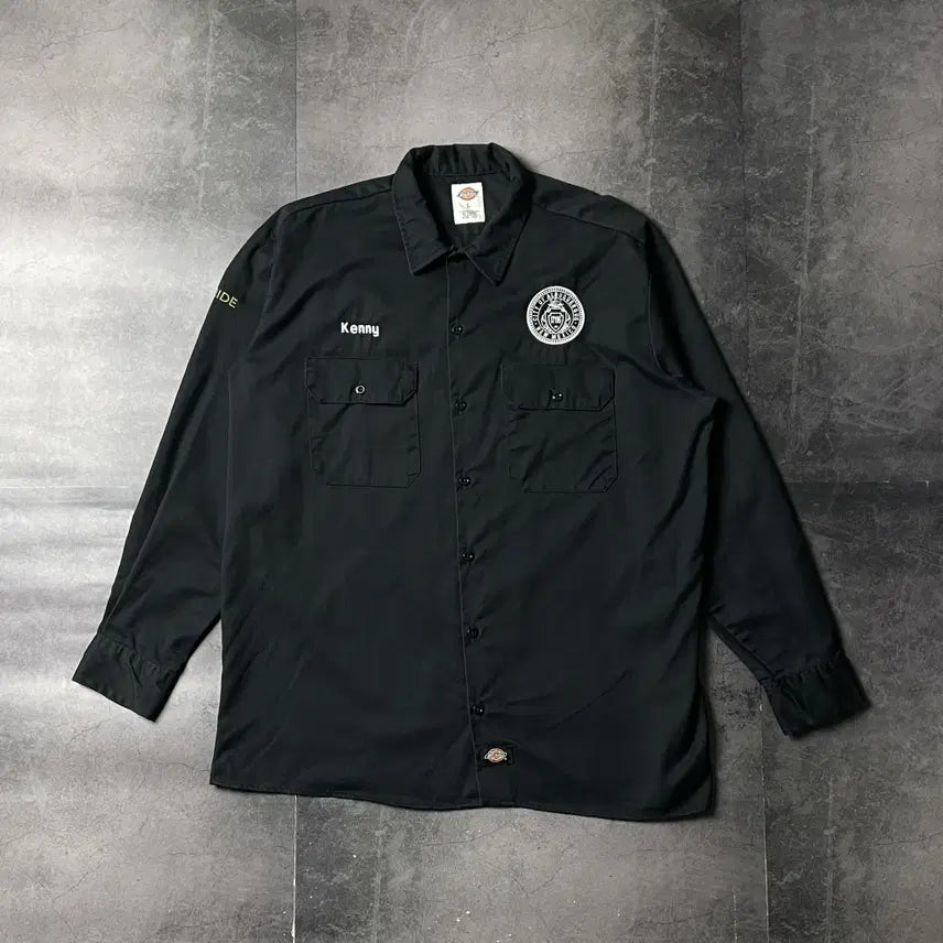 [BUNJANG] Dickies Vintage Black Flap Pocket Work Shirt A00910 / DICKIES 디키즈 빈티지 블랙 플랩포켓 워크 셔츠 A00910