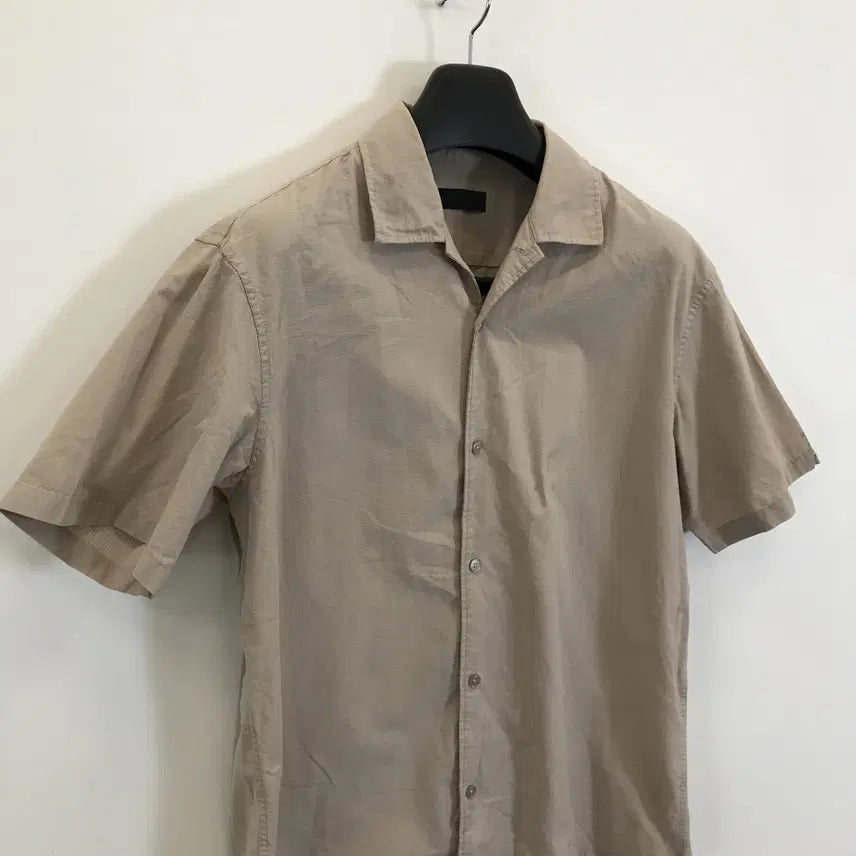 [BUNJANG] Rogas Dias Seersucker Open Collar Short Sleeve Shirt / 로가디스 시어서커 오픈카라 반팔셔츠 [100]