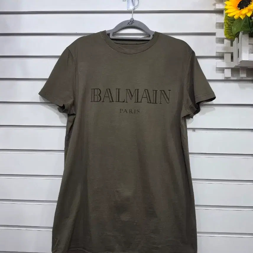 [BUNJANG] Balmain Paris Logo Khaki Short Sleeve T-Shirt / 