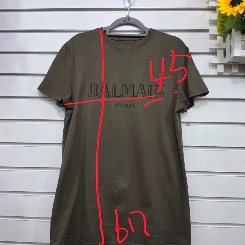 [BUNJANG] Balmain Paris Logo Khaki Short Sleeve T-Shirt / 