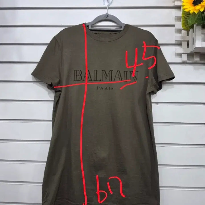 [BUNJANG] Balmain Paris Logo Khaki Short Sleeve T-Shirt / 