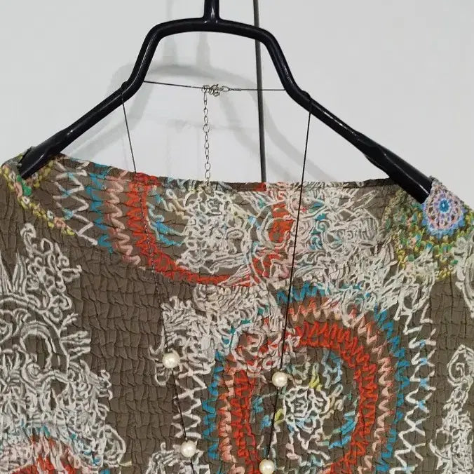 [BUNJANG] Pleated Print Long Blouse / 사방 주름 플리츠 나염 엷은 폴리원단 롱 블라우스
