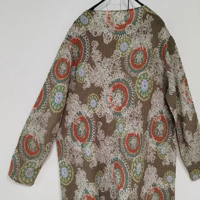 [BUNJANG] Pleated Print Long Blouse / 사방 주름 플리츠 나염 엷은 폴리원단 롱 블라우스
