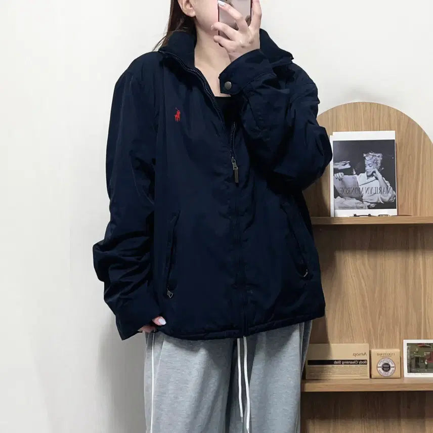 [BUNJANG] Polo Ralph Lauren Deep Navy Red Pony Fleece-Lined Jumper (L) / [정품] 폴로 딥네이비 / 레드포니 안감기모 점퍼 [ L ]