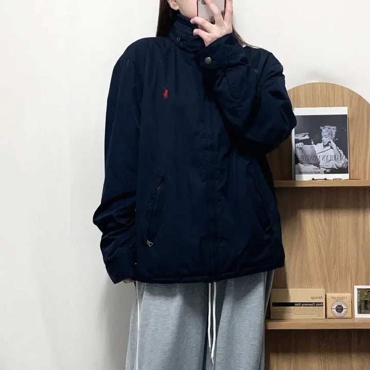 [BUNJANG] Polo Ralph Lauren Deep Navy Red Pony Fleece-Lined Jumper (L) / [정품] 폴로 딥네이비 / 레드포니 안감기모 점퍼 [ L ]
