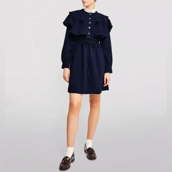 [BUNJANG] Sandro Cape Collar Dress / SANDRO 산드로 케이프 카라 드레스 원피스 (38)