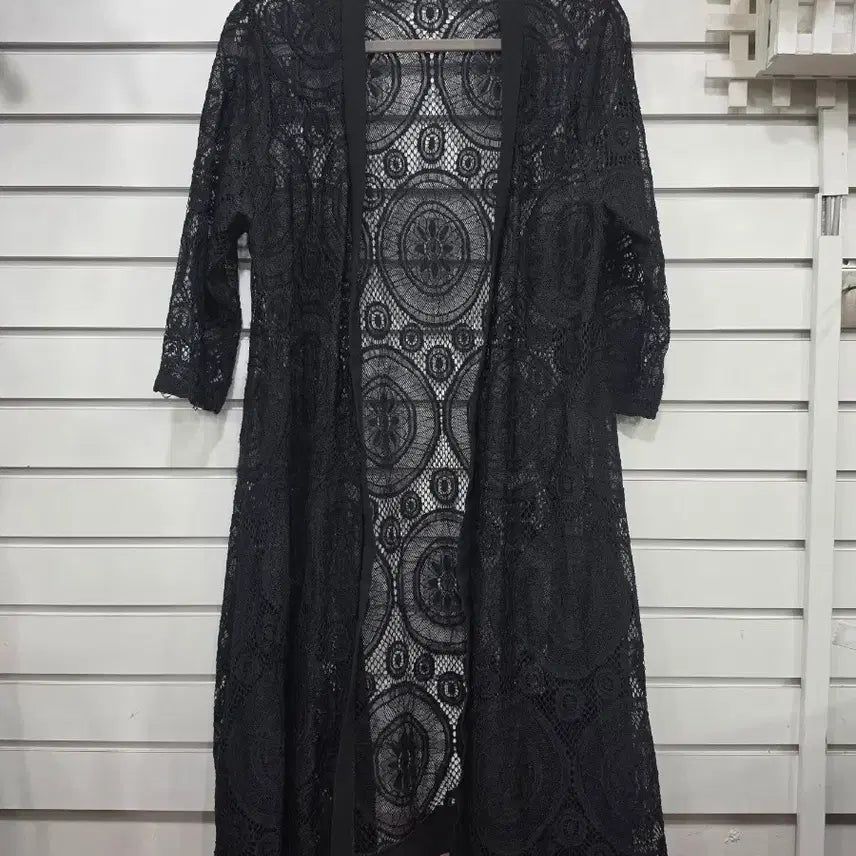 [BUNJANG] Black Lace Long Cardigan / 