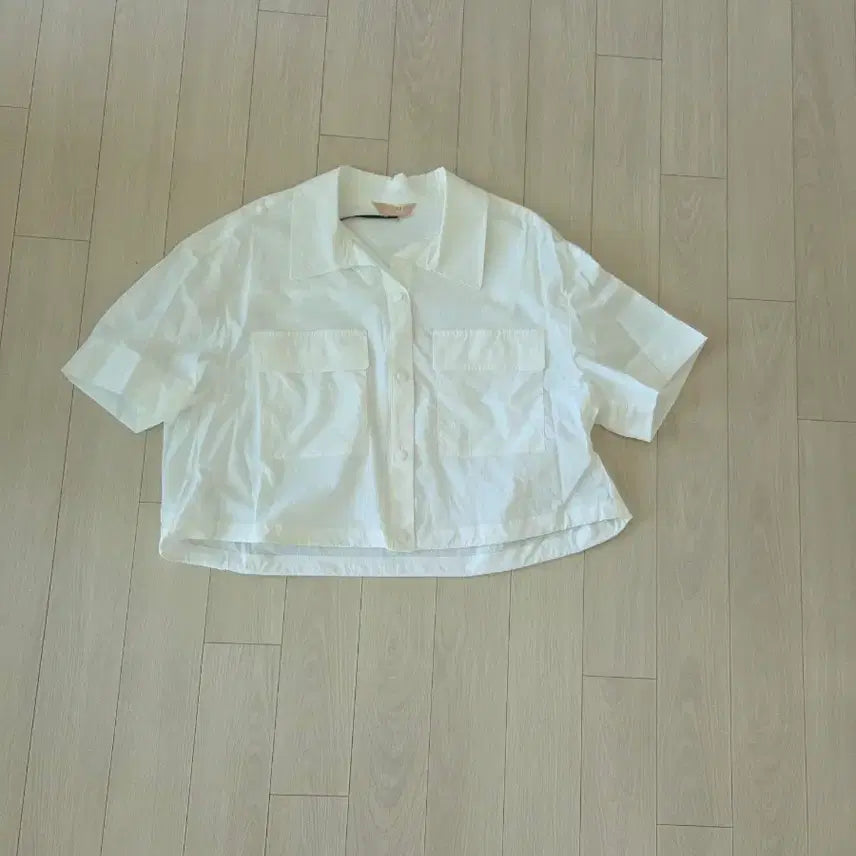 [BUNJANG] Crop Pocket String Shirt - Ivory / 크롭 포켓스트링 셔츠 아이보리