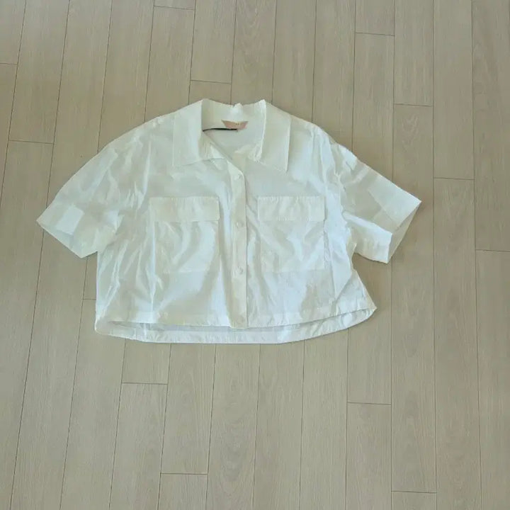 [BUNJANG] Crop Pocket String Shirt - Ivory / 크롭 포켓스트링 셔츠 아이보리