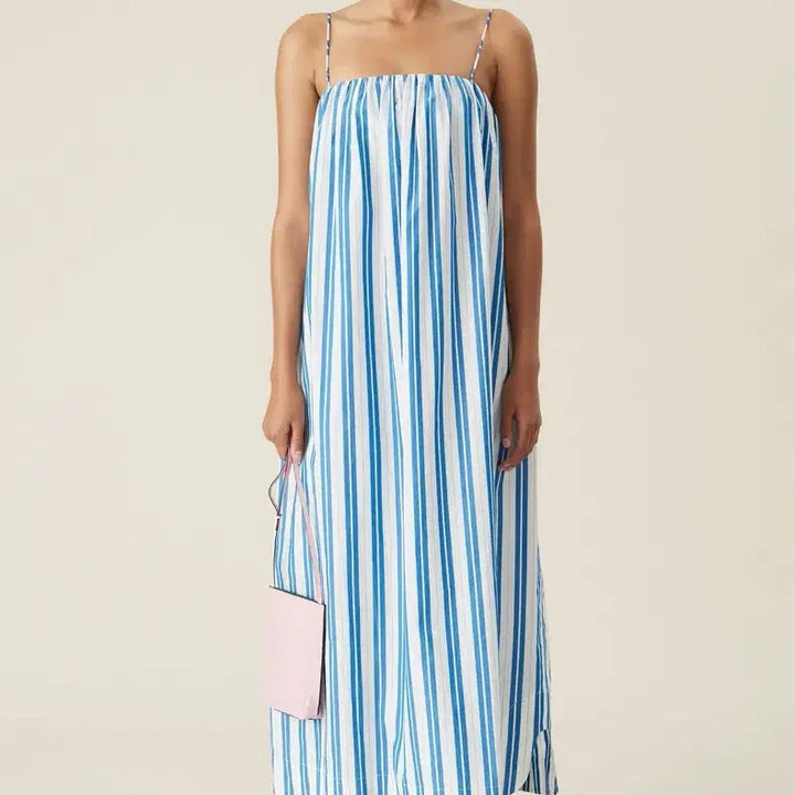 [BUNJANG] GANNI Striped Organic Cotton Maxi Dress Size 34 / GANNI 가니 스트라이프 오가닉 원피스 (34)