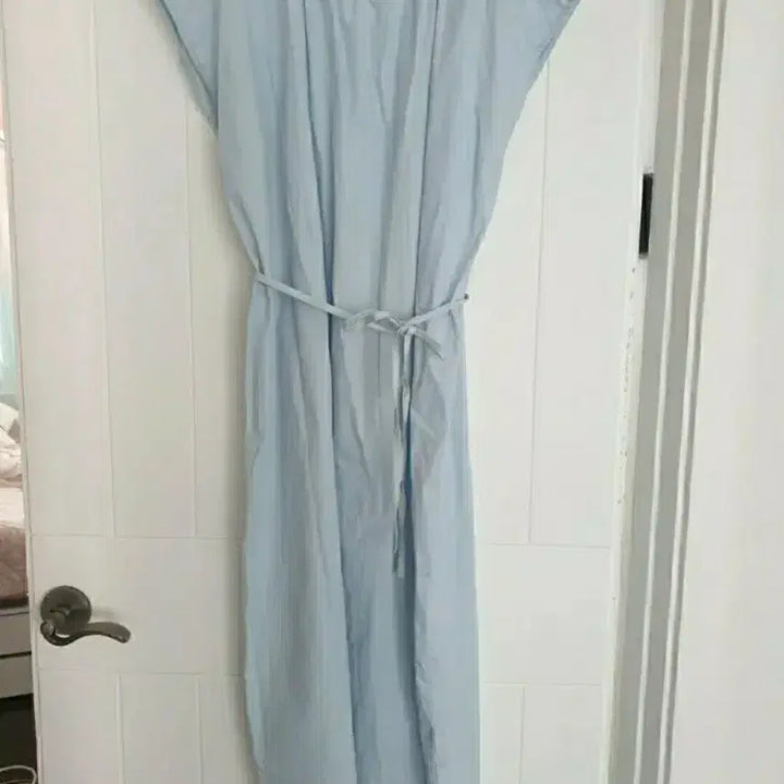 [BUNJANG] Sky Blue Linen Dress + Cardigan Set (2 Items) / (오늘특가) 하늘색 원피스+가디건 2종