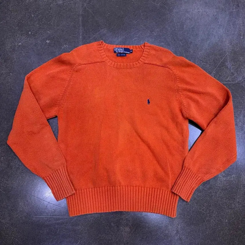 [BUNJANG] Polo Ralph Lauren Classic Knit Sweater Orange Size 90 / 폴로 랄프로렌 클래식 니트 스웨터 오렌지 90