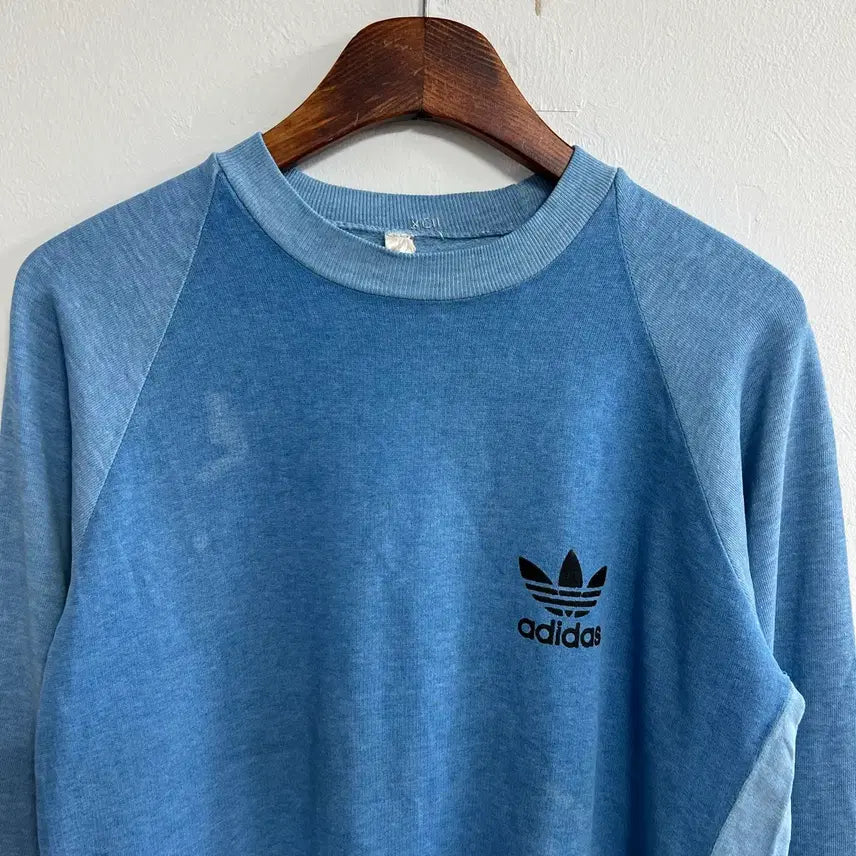 [BUNJANG] Vintage 70s Adidas Blue Sweatshirt / 빈티지 70s 아디다스 스웻셔츠