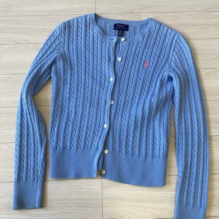 [BUNJANG] Polo Ralph Lauren Cable Knit Cardigan Blue (8-10 Years) / 폴로 랄프로렌 케이블 니트 가디건 블루(8-10세)
